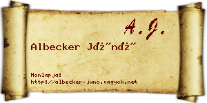 Albecker Júnó névjegykártya